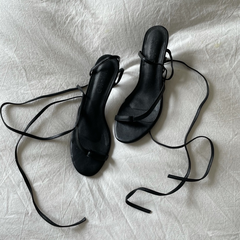 NA-KD black strappy wrap sandals